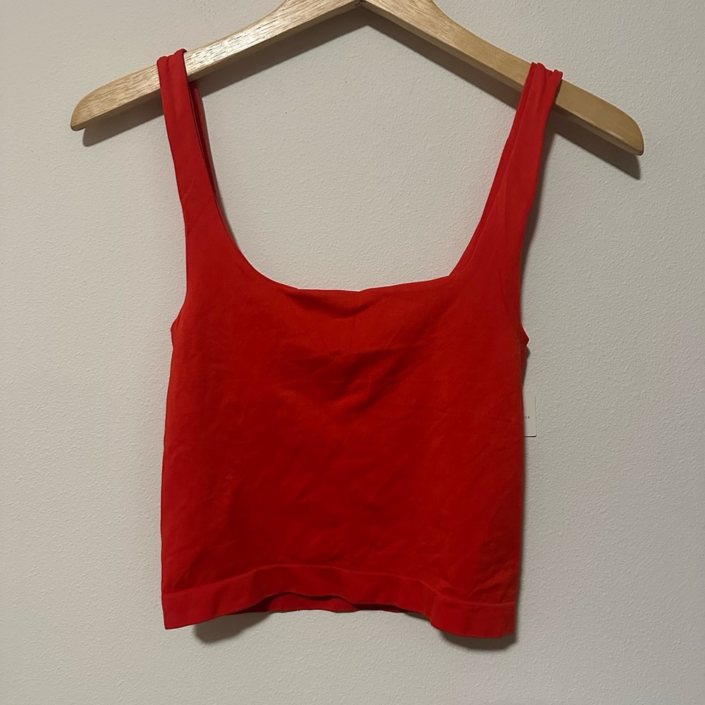 NWT Anthropologie The LyreBird Skin Seamless Square-Neck Tank red Orange S/M - Picture 2 of 5